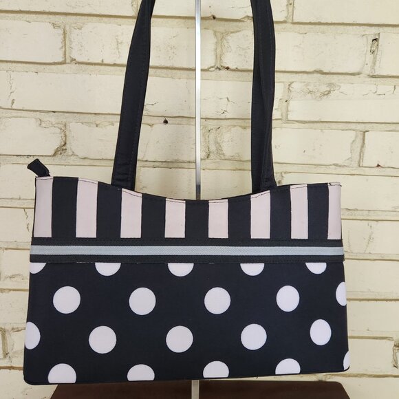 Like New Vintage Kate Spade NY Polka Dot Black Handbag Purse - Picture 3 of 12